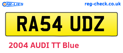 RA54UDZ are the vehicle registration plates.