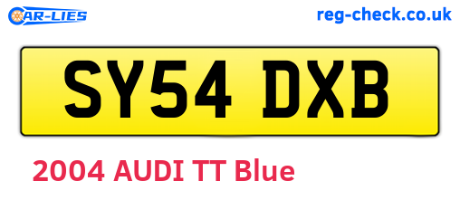 SY54DXB are the vehicle registration plates.