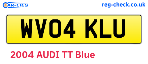 WV04KLU are the vehicle registration plates.