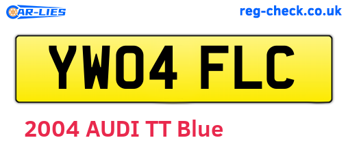 YW04FLC are the vehicle registration plates.