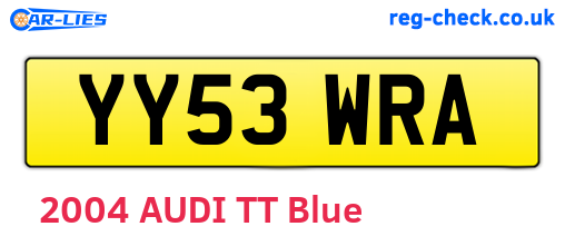 YY53WRA are the vehicle registration plates.