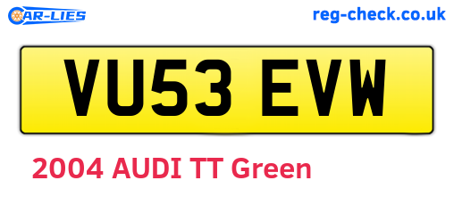 VU53EVW are the vehicle registration plates.
