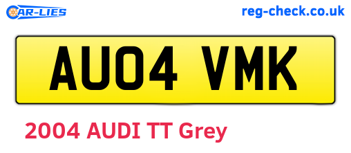 AU04VMK are the vehicle registration plates.
