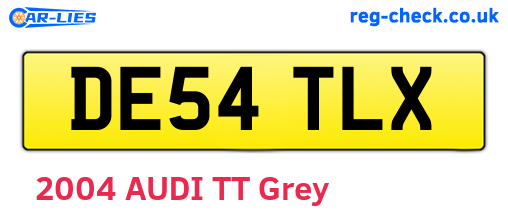 DE54TLX are the vehicle registration plates.