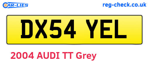 DX54YEL are the vehicle registration plates.