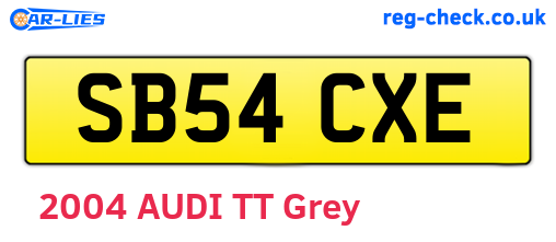 SB54CXE are the vehicle registration plates.