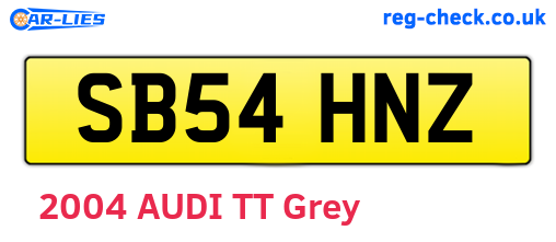SB54HNZ are the vehicle registration plates.