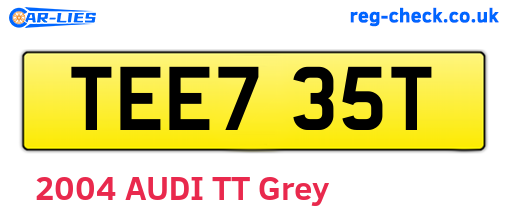 TEE735T are the vehicle registration plates.