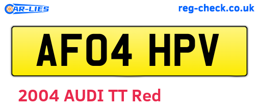 AF04HPV are the vehicle registration plates.