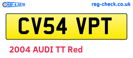 CV54VPT are the vehicle registration plates.