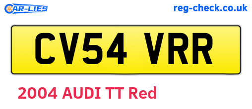 CV54VRR are the vehicle registration plates.