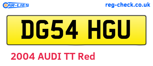 DG54HGU are the vehicle registration plates.