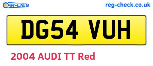 DG54VUH are the vehicle registration plates.