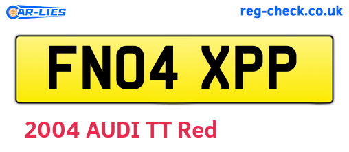 FN04XPP are the vehicle registration plates.