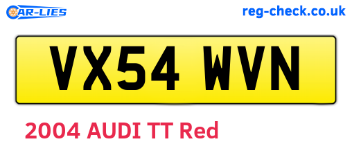 VX54WVN are the vehicle registration plates.