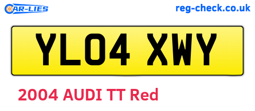 YL04XWY are the vehicle registration plates.