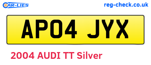 AP04JYX are the vehicle registration plates.