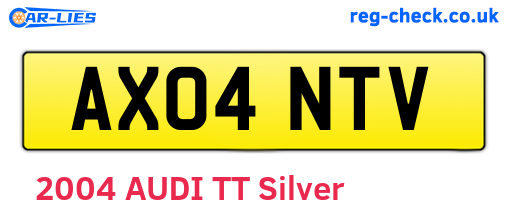 AX04NTV are the vehicle registration plates.