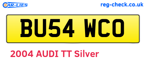 BU54WCO are the vehicle registration plates.