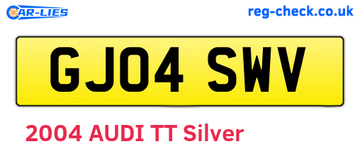 GJ04SWV are the vehicle registration plates.