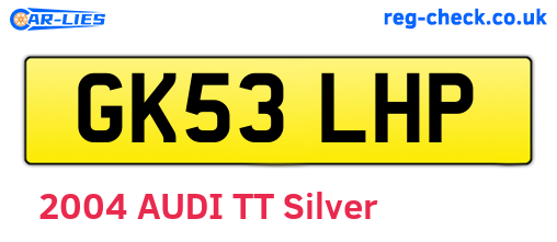 GK53LHP are the vehicle registration plates.