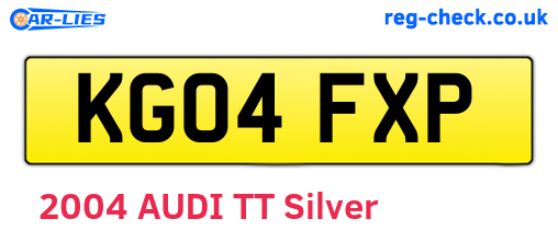 KG04FXP are the vehicle registration plates.