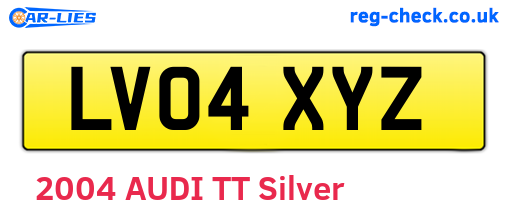 LV04XYZ are the vehicle registration plates.