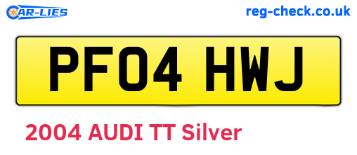 PF04HWJ are the vehicle registration plates.