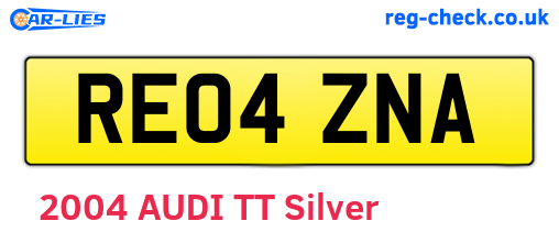 RE04ZNA are the vehicle registration plates.