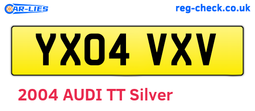 YX04VXV are the vehicle registration plates.