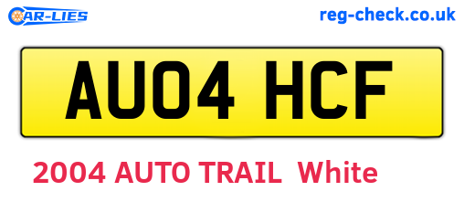 AU04HCF are the vehicle registration plates.