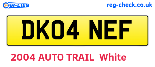 DK04NEF are the vehicle registration plates.