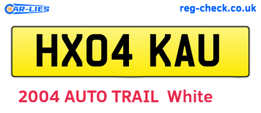 HX04KAU are the vehicle registration plates.