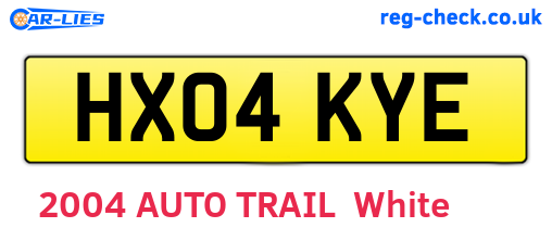 HX04KYE are the vehicle registration plates.