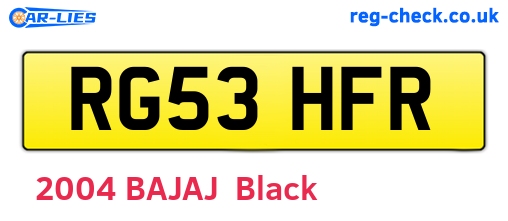 RG53HFR are the vehicle registration plates.