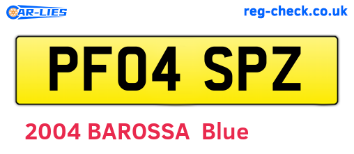 PF04SPZ are the vehicle registration plates.