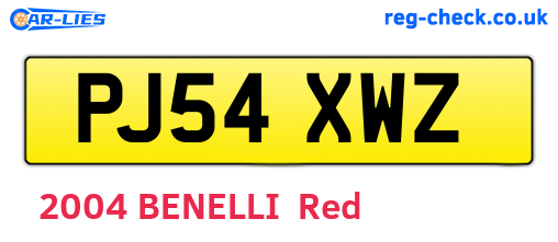 PJ54XWZ are the vehicle registration plates.