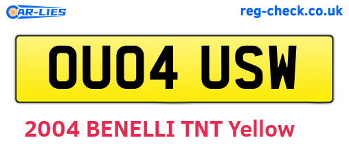 OU04USW are the vehicle registration plates.