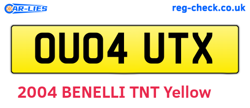 OU04UTX are the vehicle registration plates.