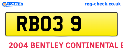 RBO39 are the vehicle registration plates.