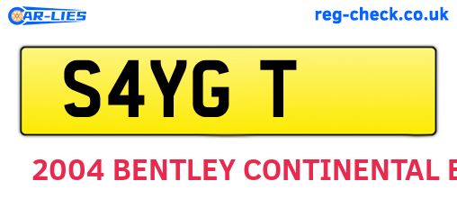 S4YGT are the vehicle registration plates.