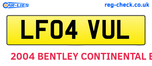 LF04VUL are the vehicle registration plates.