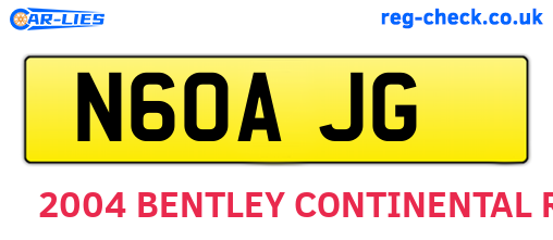 N60AJG are the vehicle registration plates.