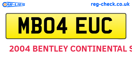 MB04EUC are the vehicle registration plates.