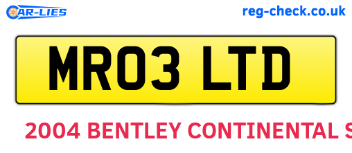 MR03LTD are the vehicle registration plates.