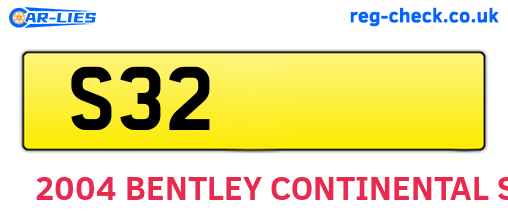 S32 are the vehicle registration plates.