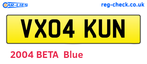 VX04KUN are the vehicle registration plates.