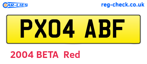 PX04ABF are the vehicle registration plates.