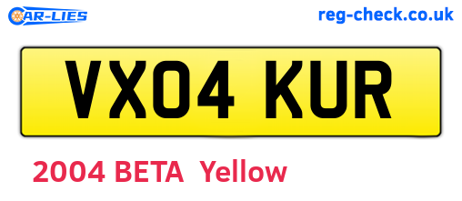 VX04KUR are the vehicle registration plates.