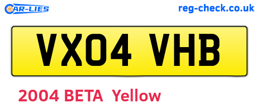 VX04VHB are the vehicle registration plates.